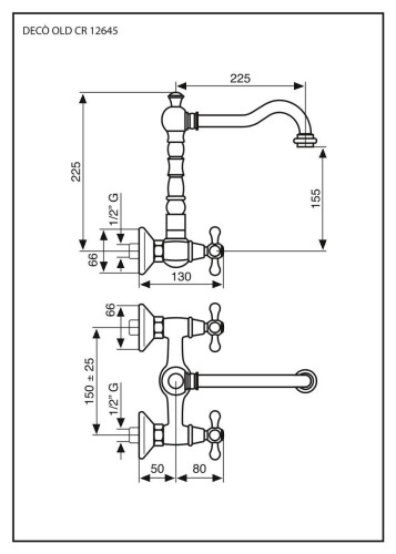 Emmevi Deco Old, смеситель настенны для кухни, цвет хром