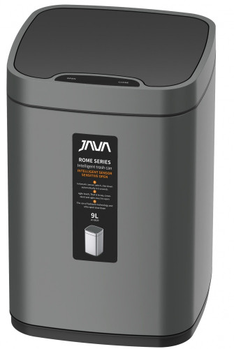 Ведро для мусора СЕНСОРНОЕ (квад.  СЕРЫЙ)  9л. JAVA