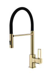 12127-SC Смеситель для кухни с гиб. МАГНИТ. изливом (Мат. Золото+ЧЕР.) GANZER (10/1шт)