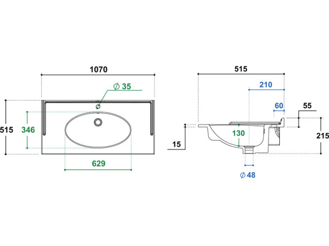Раковина керамическая BERLONI BAGNO SUITE VINTAGE LAVQAVINCXR57 129