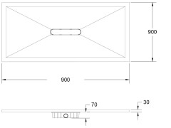 Душевой поддон со сливом по центру RELAX DESIGN VESUVIUS-C9090/bianco
