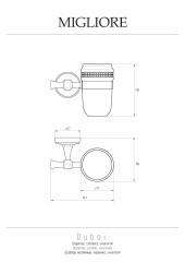Стакан настенный, керамика белая/Swarovski/дек.золото/золото Migliore