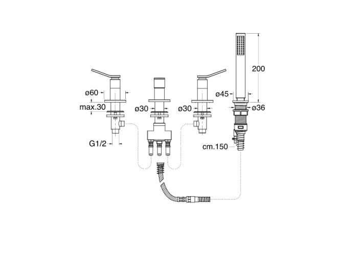 Смеситель на борт ванны CRISTINA EAST SIDE ES12213