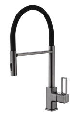 12127-QC Смеситель для кухни с гиб. МАГНИТ. изливом (ГРАФИТ+ЧЕР.) GANZER (10/1шт)