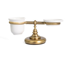 Stil Haus Giunone, настольные керамические мыльница + стакан, цвет бронза