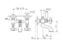 Смеcитель для ванны NICOLAZZI D.ANGLAISES 1400BZ18