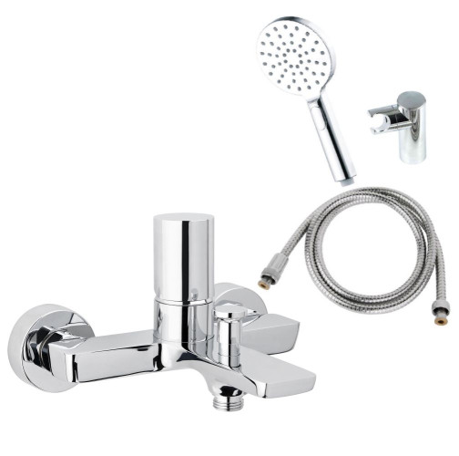 AQG Tube, однорычажный смеситель для ванны c набором для душа SETI, цвет хром