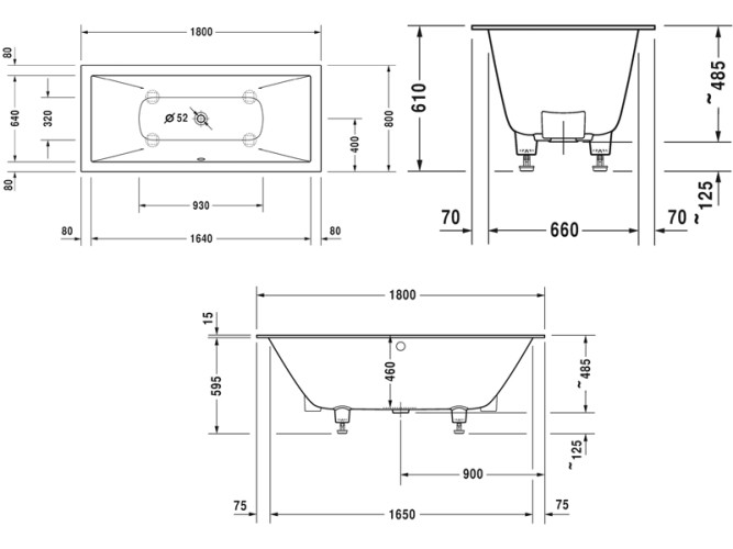 Ванна встраиваемая DURAVIT DURASQUARE 700426000000000
