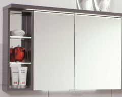 Puris Crescendo, зерк. шкаф (2 двери) c LED подсветкой 900 мм левый, цвет антрацит высокоглянцевый