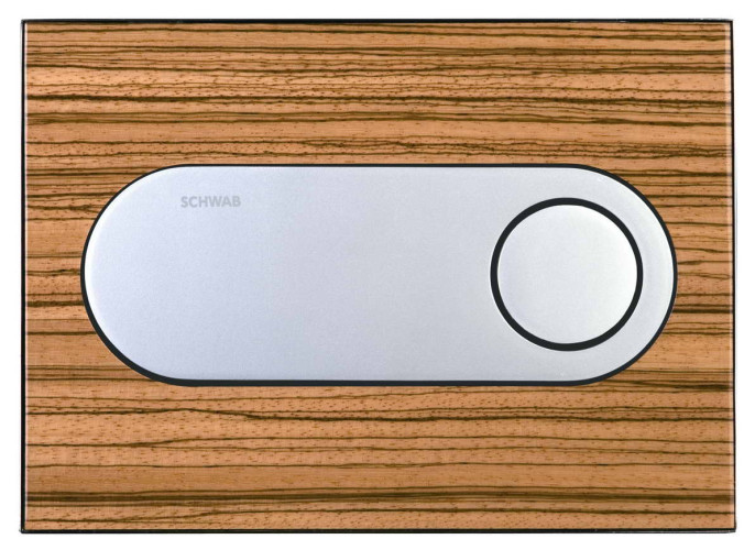 Schwab Circle, панель смыва с 2 клавишами, цвет основы zebrano, цвет клавиш глян. хром