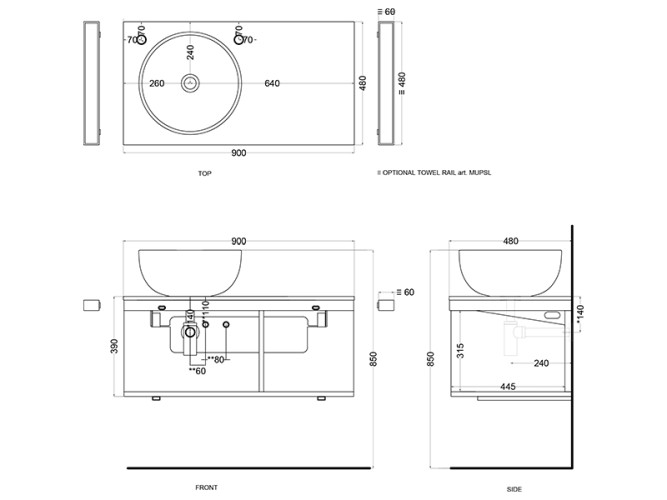 Тумба CIELO Multiplo MUMBG90CM AV
