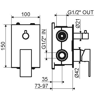 Комплект встраиваемого смесителя для душа KITTG1901NO