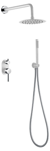 Смеситель встроенный + верхний+ ручной душ Uno. Белый Хром