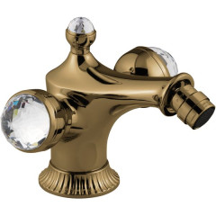 Emmevi The One Leda, смеситель для биде. Металлические ручки + большие прозрачные кристаллы, цвет бронза