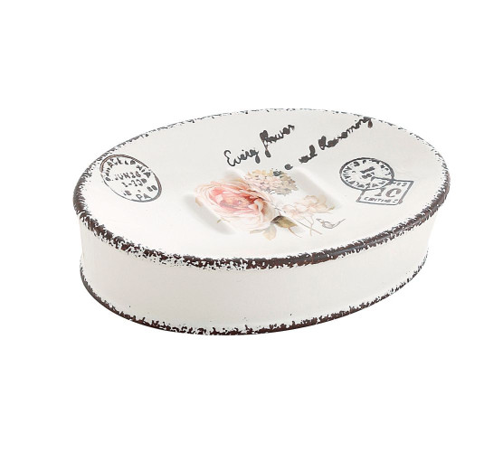 Gedy Clothilde, настольная керамическая мыльница, цвет белый с рисунком