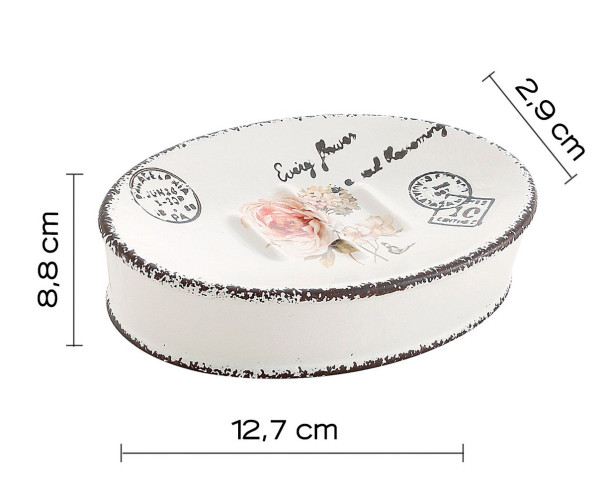 Gedy Clothilde, настольная керамическая мыльница, цвет белый с рисунком