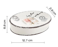 Gedy Clothilde, настольная керамическая мыльница, цвет белый с рисунком