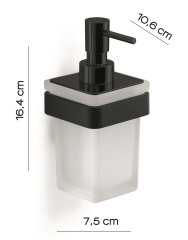 Gedy Samoa, настенный стеклянный дозатор c металлической помпой, цвет черный матовый