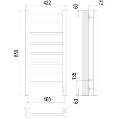 Полотенцесушитель с/т TERMINUS Электро Виктория П8 400х850 (quick touch) NEW