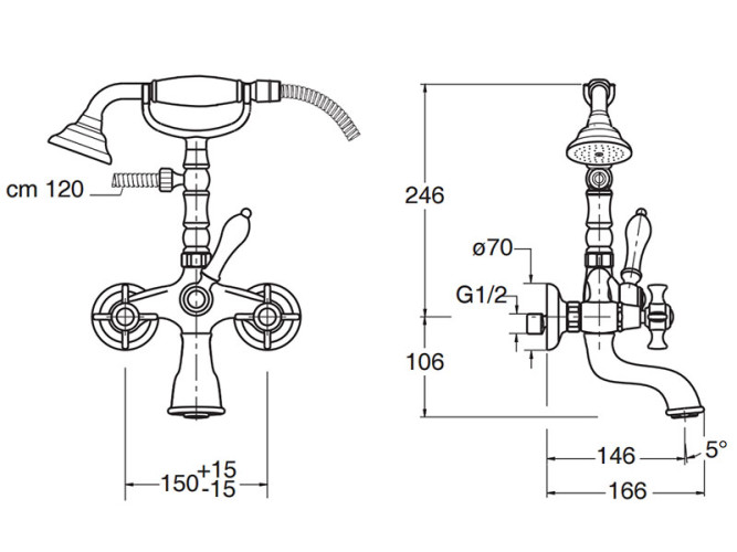 Смеситель для ванны CRISTINA CANOVA CN10034