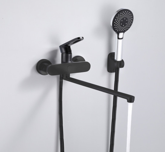 22016-C Смеситель для ванны (черный) HANSEN  (10/1шт)