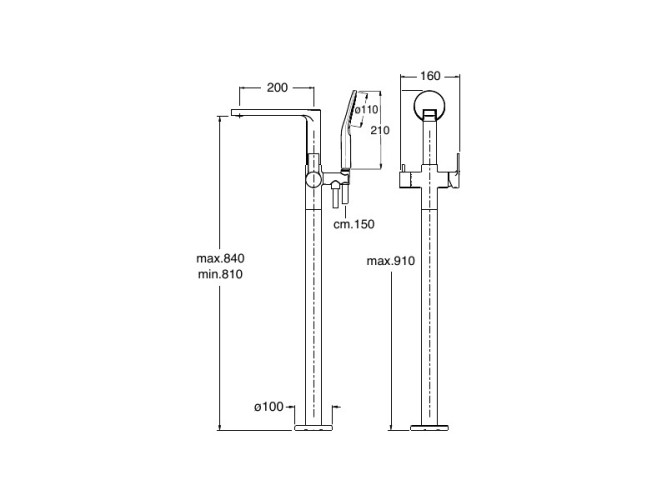 Смеситель для ванны напольный CRISTINA OMEGA OG18951