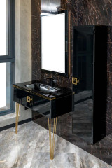 Столешница стекло 100см моноблок Глянцевая Черная Lucido