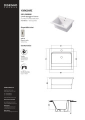 Disegno ceramica Landscape, накладная и встраиваемая постирочная/хозяйственная раковина YORKSHIRE 61х51хh28 см, цвет белый глянцевый