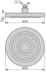 Emmevi, круглая головка для верхнего душа C00662 диаметр 200 мм. ABS, цвет хром