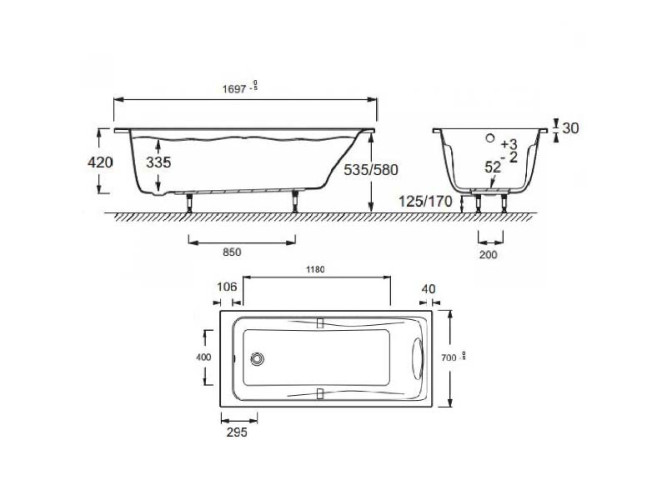 Ванна акриловая встраиваемая Jacob Delafon ODEON UP E6080RU-00