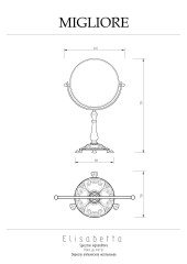 Зеркало оптическое настольное, H38 см. золото Migliore Elisabetta