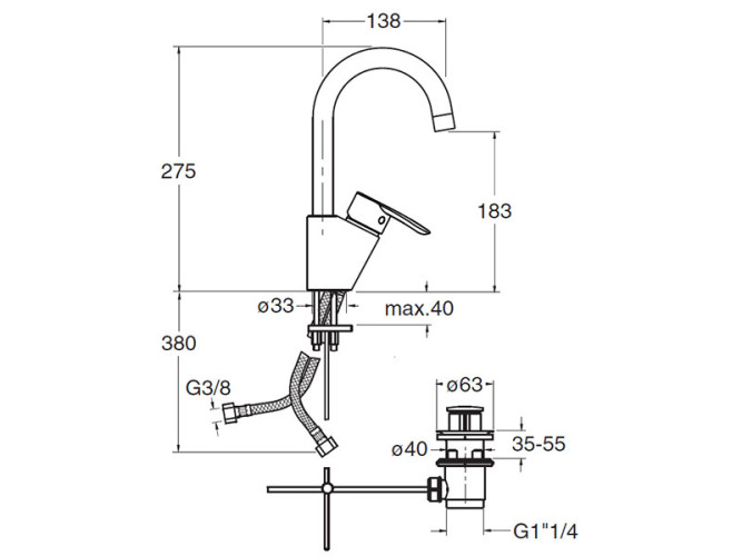 Смеситель для раковины CRISTINA NEW DAY ND22851