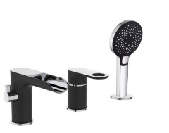 043533-C Смеситель на борт ванны, водопад, ЧЕРНЫЙ (3 отв.) ViEiR (8/1шт)