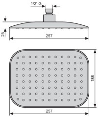 Emmevi, прямоугольная головка верхнего душа. 257*188 мм. ABS, цвет хром