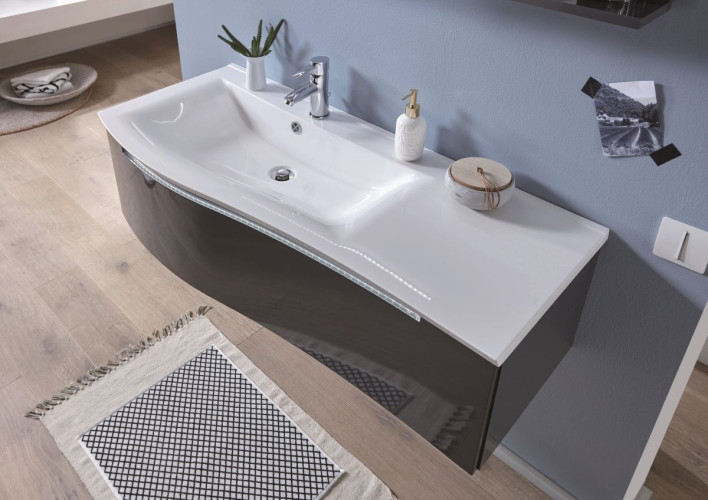 Puris Purefaction, раковина из минерального литья с LED подсветкой 1200 мм правая, цвет белый