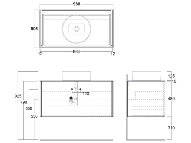 Подвесная тумба для раковины SIMAS FORIU FOM100 bia/bia matt