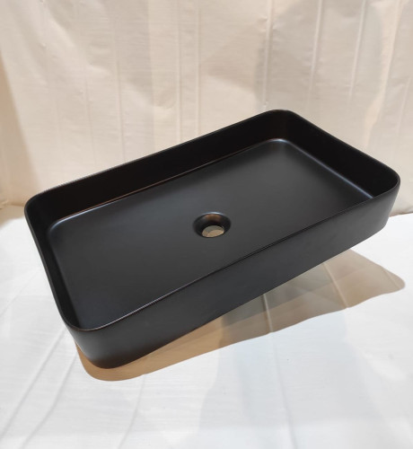 White Ceramic Blade, накладная прямоугольная раковина 65x40x11,5h см, цвет черный матовый