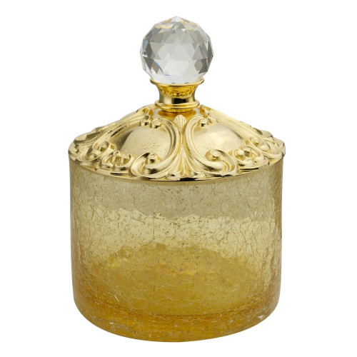 Баночка высокая H9 см. с крышкой, стекло/золото/Swarovski Migliore Cristalia