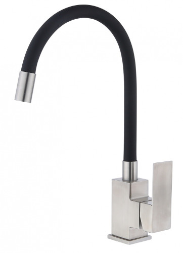 59028-GC Смес. из НЕРЖ. для кух. (САТИН с гиб. чер. изл.) HANSEN  (10/1шт)