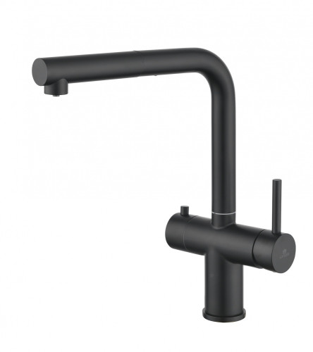 16036-C Смес. од. для кухни с ВЫД. лейкой и подк. ФИЛЬТ. (ЧЕРНЫЙ)  GANZER (10/1шт)