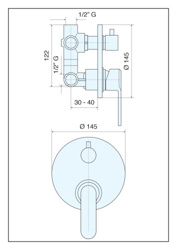 Emmevi Nefer, встраиваемый смеситель для душа на 3 выхода, с дивертером, цвет хром/белый