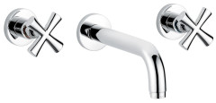 Emmevi Spirit New, встраиваемый в стену двухвентильный смеситель для раковины на 3 отверстия, без донного клапана, цвет хром