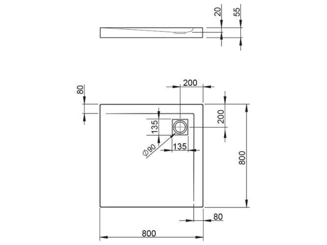 Душевой акриловый поддон RADAWAY ARGOS 4AC88-01