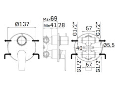Внешняя часть смесителя для душа встраиваемого MAMOLI LOGOS 2720PE00L101
