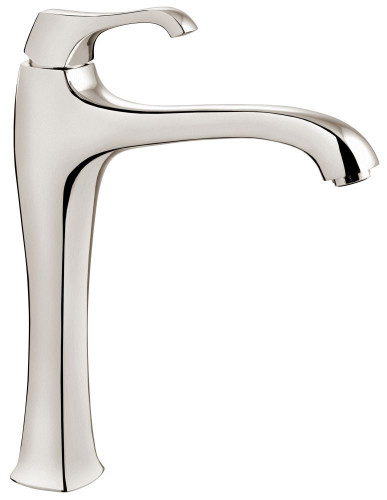 Emmevi Ares, высокий однорычажный смеситель для раковины (излив 21,6 см), с донным клапаном click-clack, цвет брашированный никель