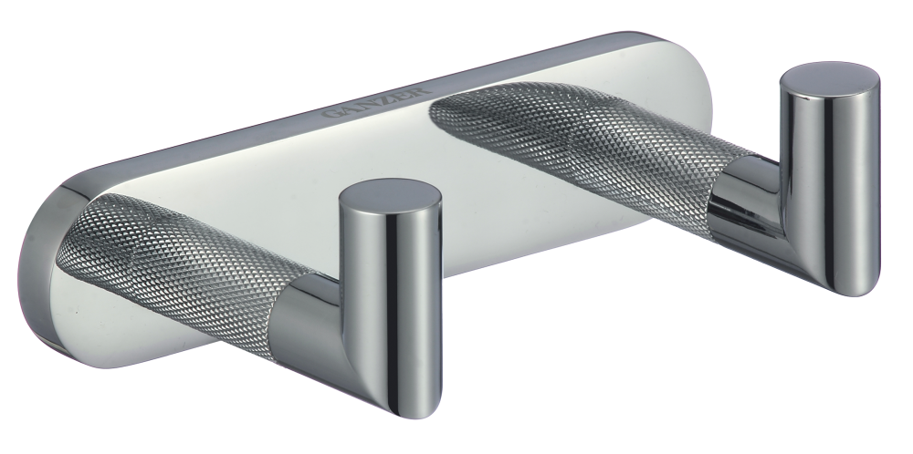 19552 Крючок двойной для полотенец (ХРОМ) GANZER  (20/1шт)