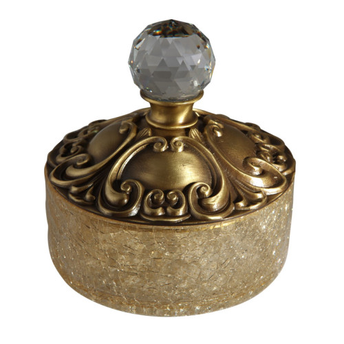 Баночка низкая H5 см. с крышкой, стекло/бронза/Swarovski Migliore Cristalia