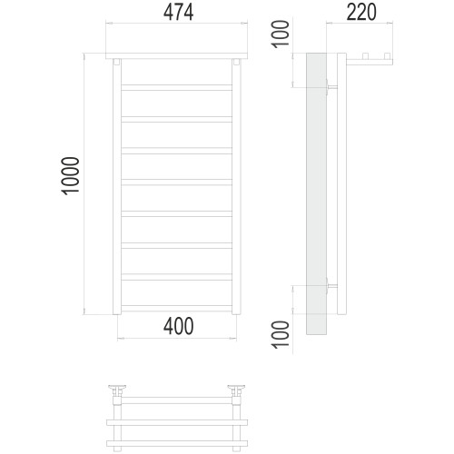 Полотенцесушитель TERMINUS Стандарт Контур с/п П9 400х1000 NEW
