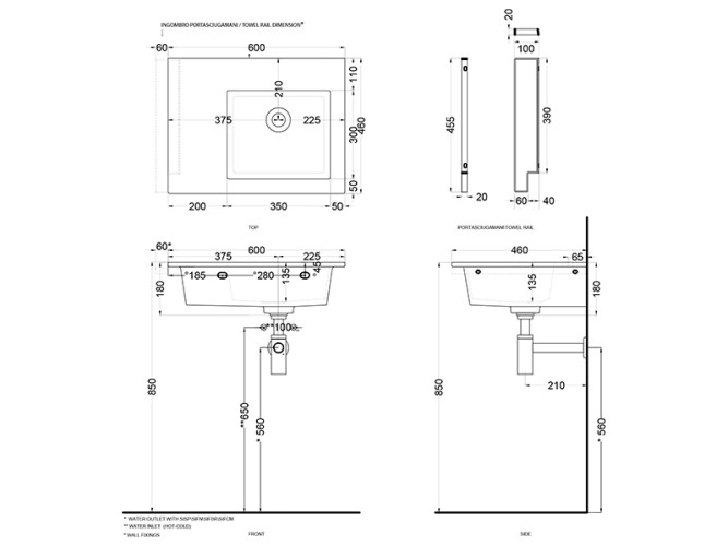 Раковина подвесная CIELO ERA-ECO ERLA60DXSF CM