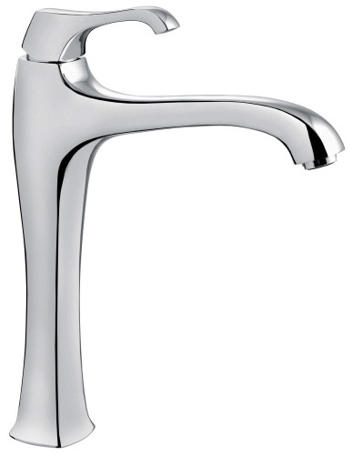 Emmevi Ares, высокий однорычажный смеситель для раковины (излив 21,6 см), с донным клапаном click-clack, цвет брашированный хром